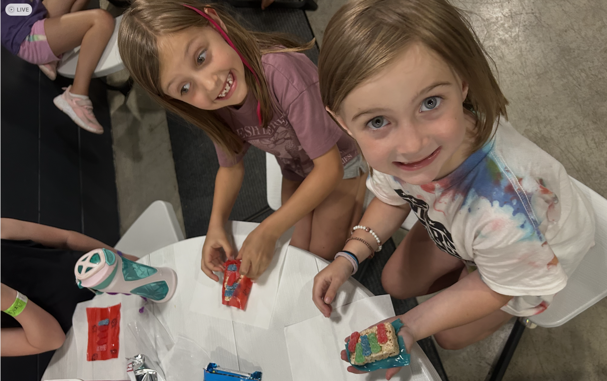 kids making candy sushi
